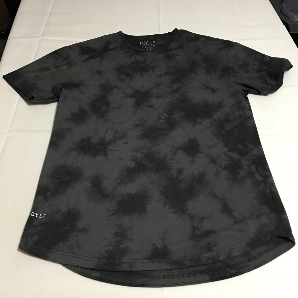 BYLT Cloud Dye Tee T-Shirt Large Black Gray Drop Cut Short Sleeve